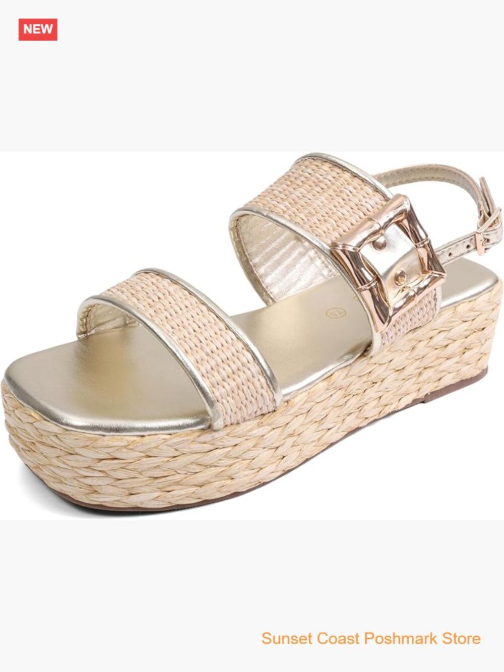 Womens Raffia Woven Platform Sandals Espadrille Wedge Heel Adjustable Ankle